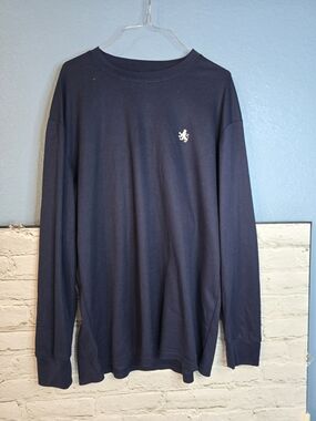 Rugby University Men's Long Sleeve Navy Shirt with Small Crest Sz L